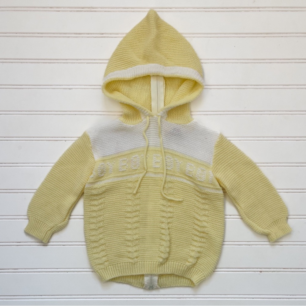 VINTAGE FOXDALE 70s EUC “Boy” Zip Up Hooded Knit Sweater